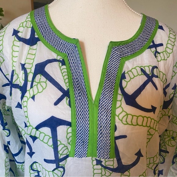 Advance Apparels • Blue & Green Anchor Nautical Swimsuit Coverup • Sz M • NWT - Picture 3 of 7